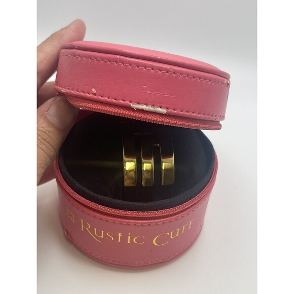 Rustic Cuff Gold Tone Cutout Geometric Cuff Bracelet - Picture 9 of 11